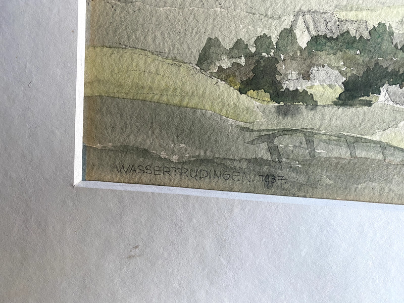 AQUARELL Wassertrüdingen 1937 Franken Bayern Signed Antique Rare Panorama gallery