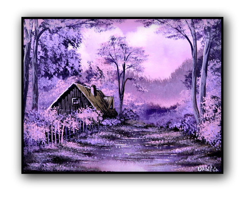 Original Acrylic Landscape Painting 11×14″ RIVER FOG LAVENDER SKY Wall Art