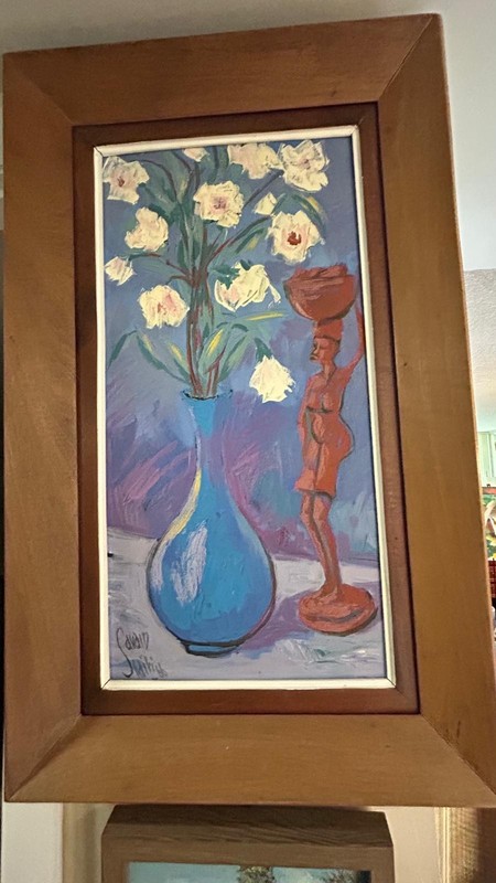 Haitian Painting on Masonite by Petion Savain 10.25x22.25, signed, framed gallery