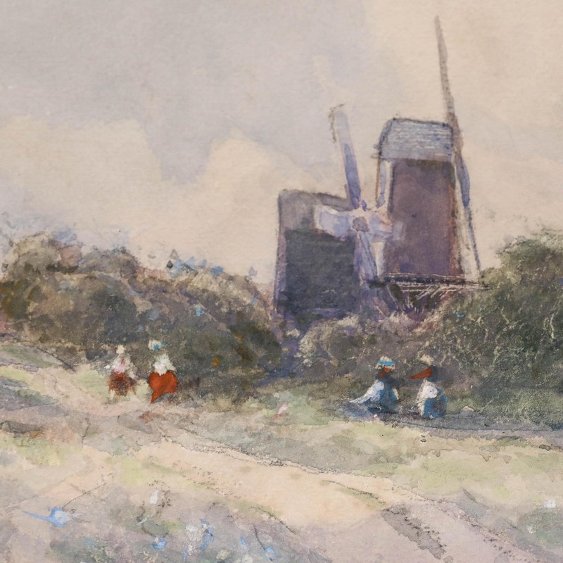 William Tatton Winter - Early 20th Century Watercolour, View with Windmills gallery