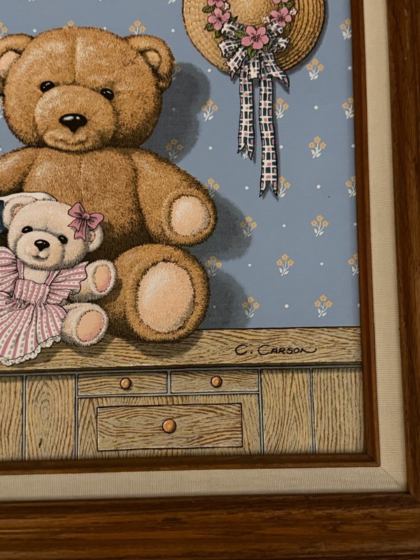 C. Carson Raggedy Ann & Bears Vintage Oil Painting Set Of Two 8X10 12x16 Framed gallery