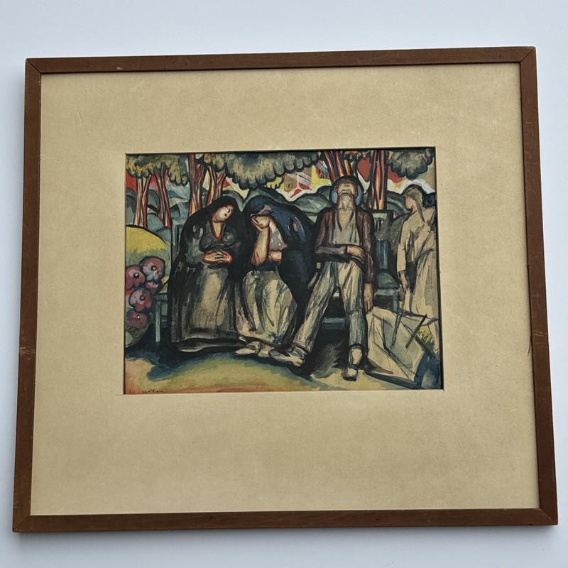 ANTIQUE PAINTING WPA ERA URBAN MODERNIST EXPRESSIONIST ALLAN 1930’S 1940’S PARK