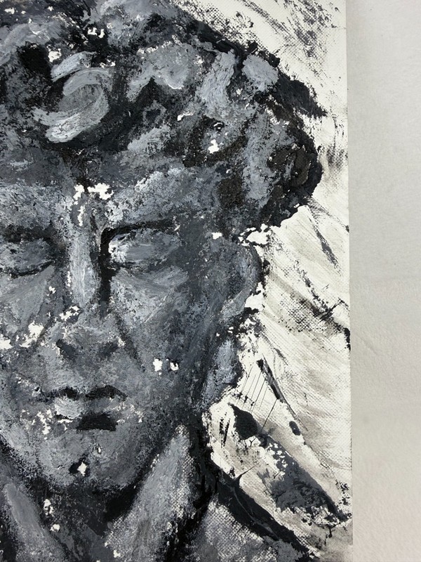 Textured Abstract David Bust Canvas Painting Black White Gray Wall Art 8x10 gallery