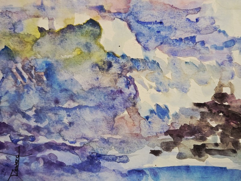 ORIGINAL Watercolor painting «Out At Sea 6»