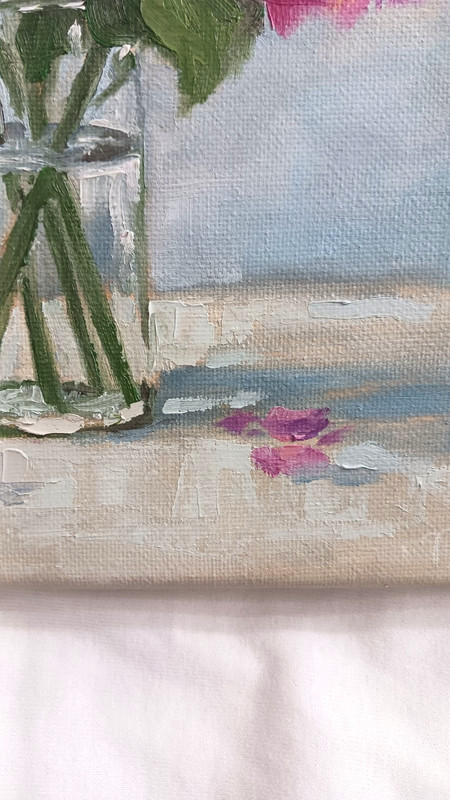 Pink Hydrangeas ORIGINAL Oil Painting Flowers in Vase Fine Art 8"x10" gallery