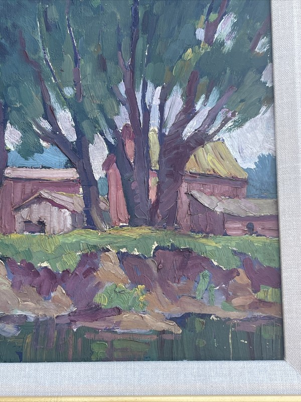 ANTIQUE PAINTING LANDSCAPE LISTED AMERICAN IMPRESSIONIST Kelly 1920’s Signed gallery