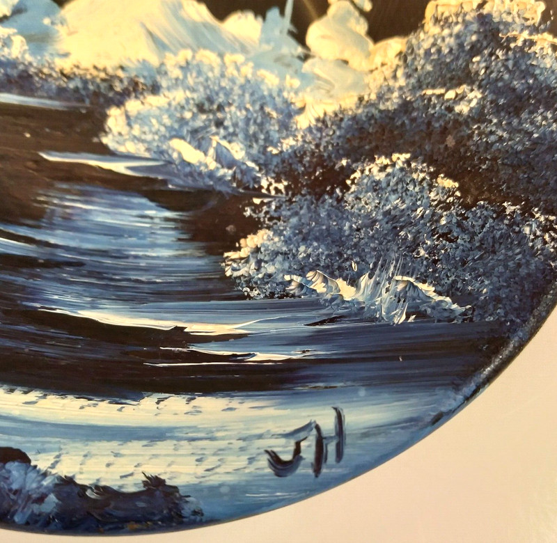 Gold Mining Pan Hand Painted Signed Alaskan Snowy Mountain Folk Art gallery