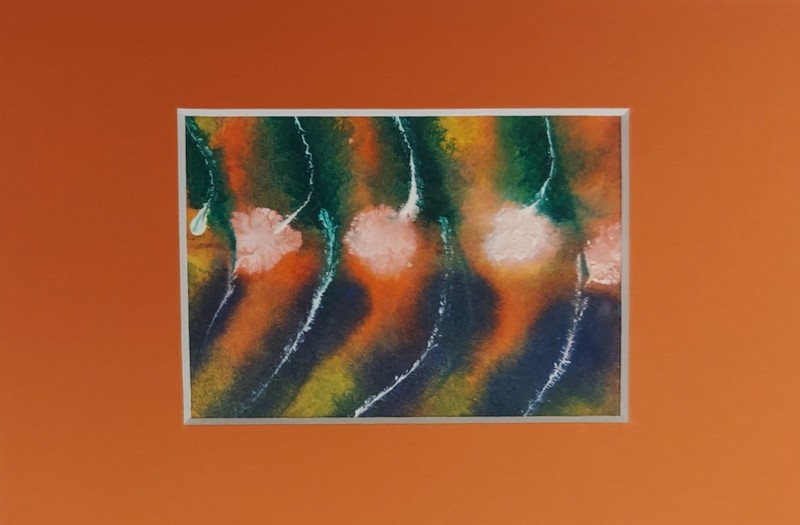 ACEO Original Abstract #583 Signed & Matted Watercolor Art Card Painting