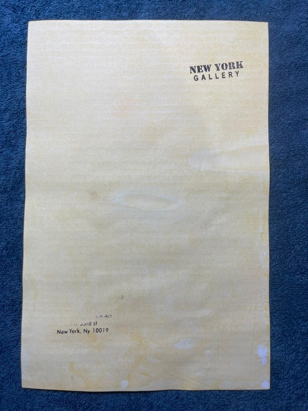 YOSHITOMO NARA drawing and painting on old paper signed stamped vintage gallery