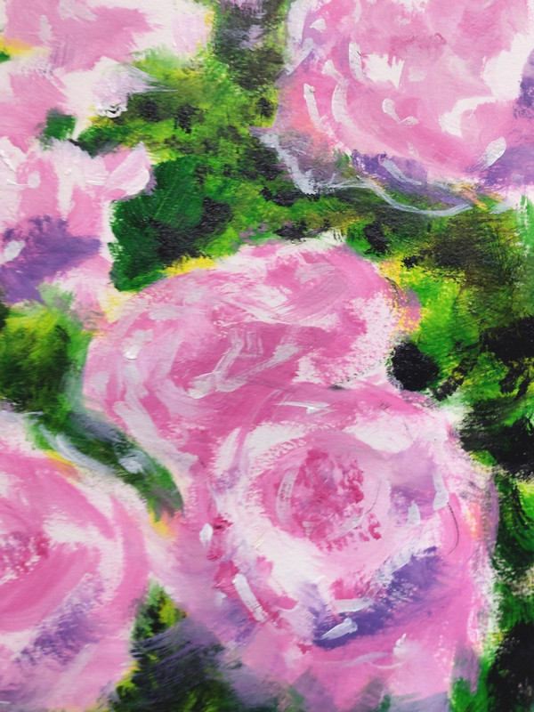 LOVELESS - "PINK & YELLOW ROSES" 11 x 14 acrylic on paper living room decor COA gallery