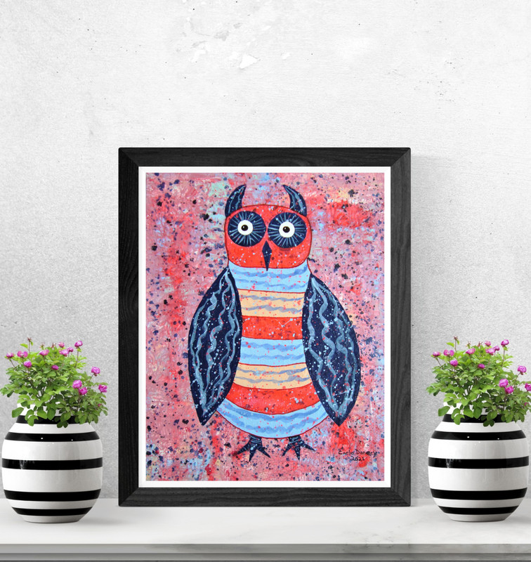 Painting Owl Original Andy Warhol Style Funny Owls Signed Art Set Carla Dancey gallery