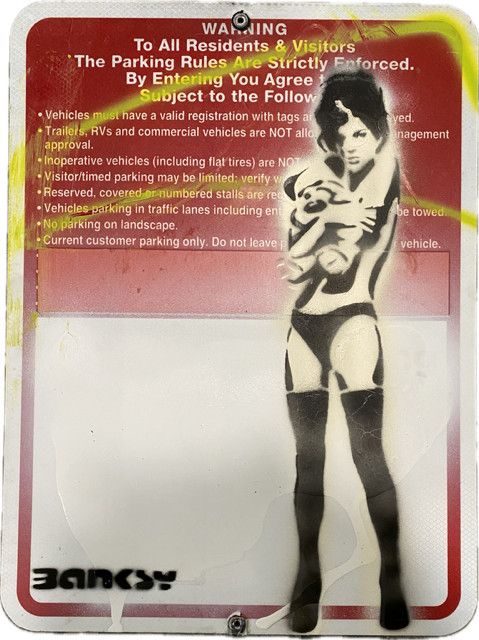 Banksy Graffiti Art NYC Sexy Teddy Bear Girl Metal Street Sign Painting 18×24