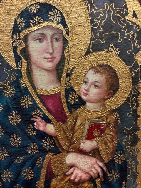 Ortiz "Mother and Child" (gold) Hand Painted Oil Religious Art Jesus Christ New gallery