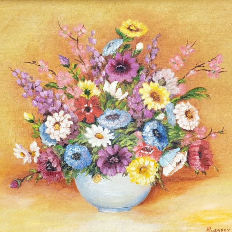 Vintage Signed Original Artwork Flower Oil Painting Floral Art Wall Decor gallery