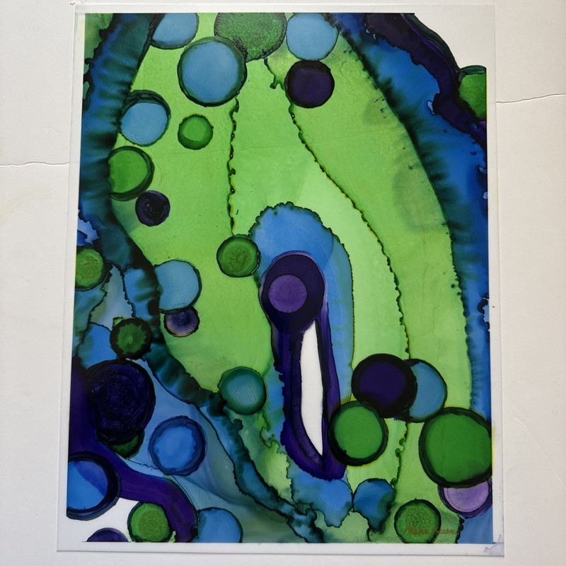 Beautiful , Unique , Original Hand Made -Alcohol Ink Painting on Plastic Resin