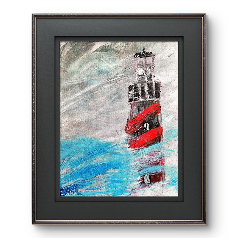 Lighthouse Colorful Neo Expressionist Original Wall Art Canvas 11×14