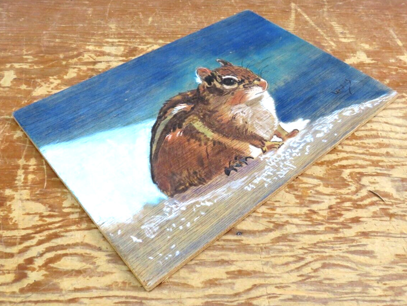 Original Wood Burning Art - Chipmunk Painting 11.25" x 8" gallery
