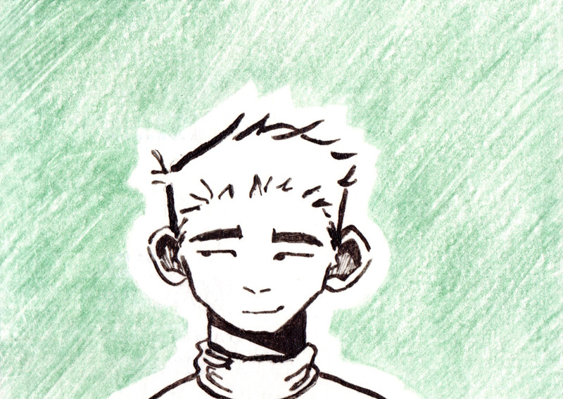 ACEO Ink & Pencil Art Card – Original Character #14 – Green – 2.5×3.5