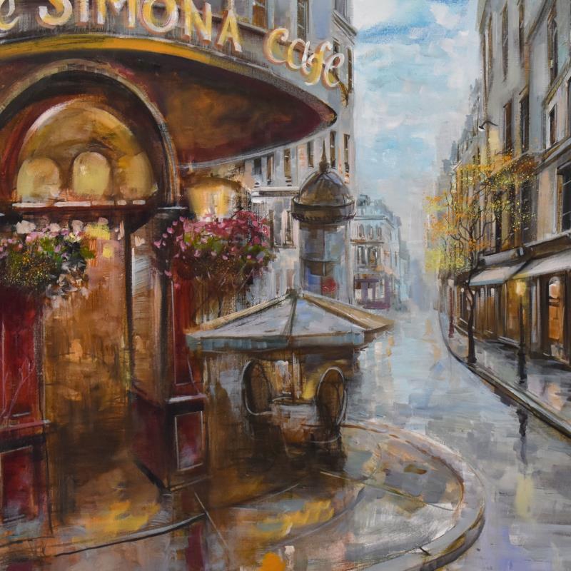 Vadik Suljakov "Le Cafe Simona" Original Oil Painting on Canvas Hand Signed Art gallery