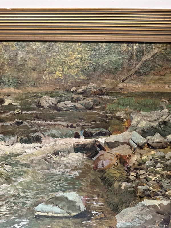 Antique American Impressionist Painting Landscape River Possibly Yosemite 1910’s gallery