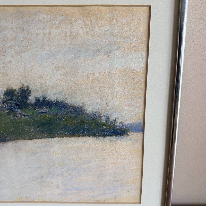 Original Wolf Kahn Pastel Abstract Impressionist Landscape Seascape Houses Hill gallery