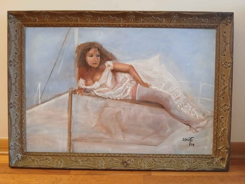 Framed Oil Painting On Canvas By Listed Artist Domingo Prieto