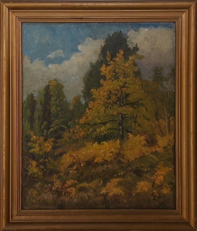 Finn Wennerwald (1896-1969): AUTUMN MOOD IN FOREST. Original oil painting