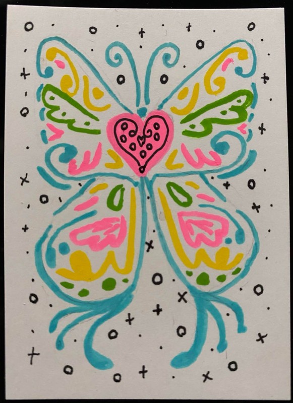 ACEO Original Butterfly Bug Insect Heart Wings Mini Painting Art OneCraftyLady