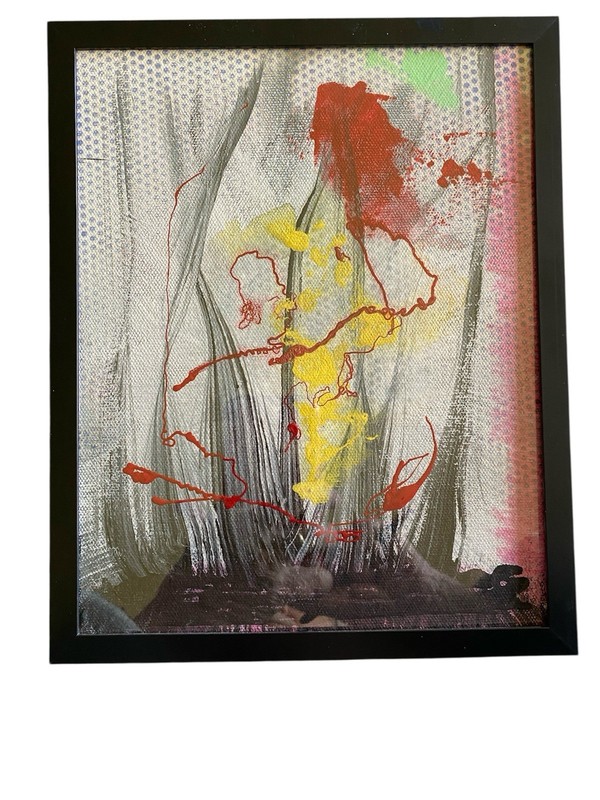 Original abstract acrylic Multi Colored painting on canvas Signed