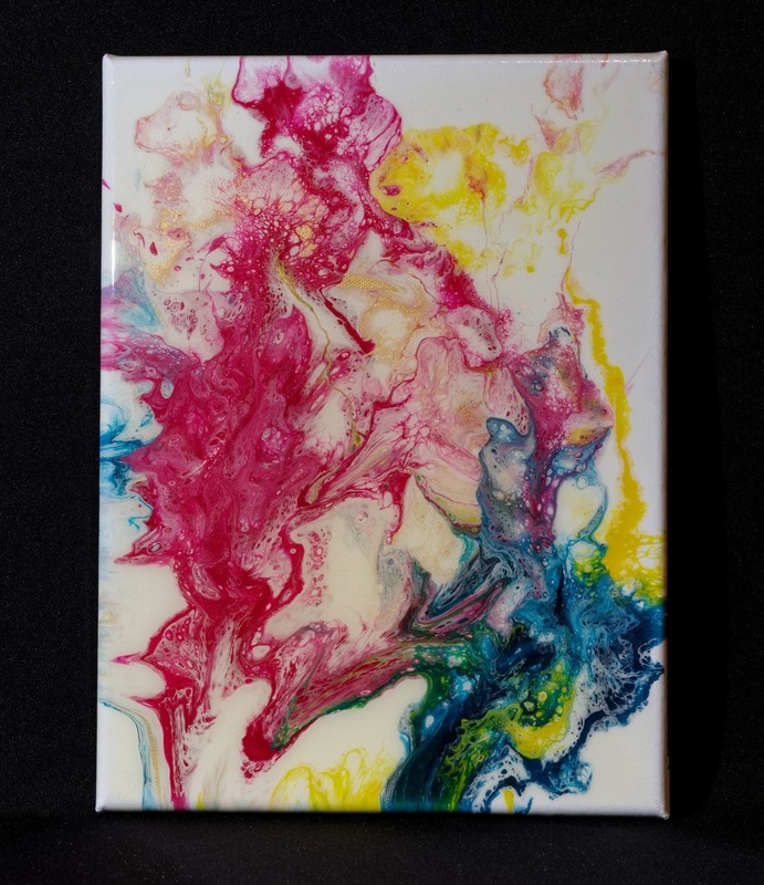 Acrylic Pour Painting 9×12 Canvas Colorful Abstract Fluid Art Handmade signed