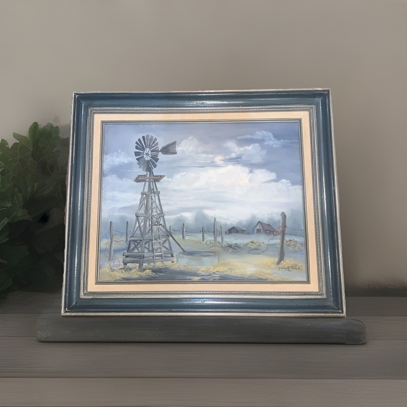 VGT Painting Juanita White Original Texas Art 86 The Old Ranch Water Windmill ￼