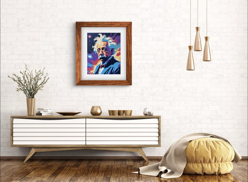Modern Albert Einstein Portrait | Original Painting | Signed Art Collectible gallery