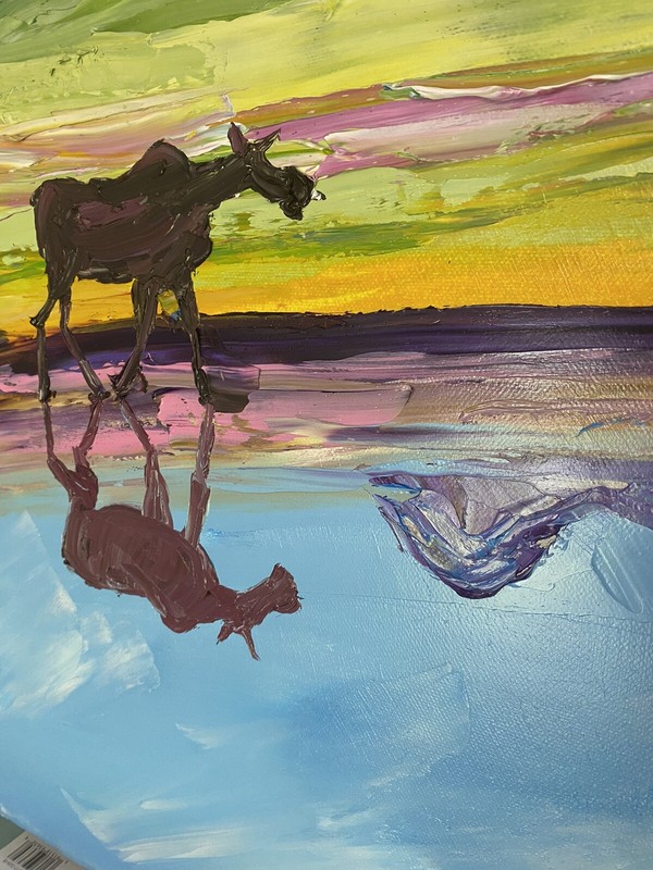Grand Tetons Moose Oil Painting On Canvas Large 30 X 24inches Contemporary gallery