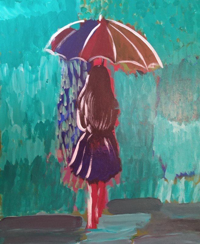 Canvas Painting – Girl With Umbrella