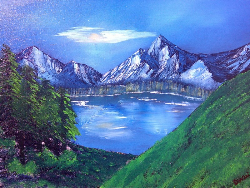 «Night Mountains» 20inx24in oil on pre-stretched canvas. Not framed. Original