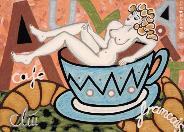 JACQUELINE DITT – Café Au Lait A2 gross DRUCK n.Gemälde Kaffee Bilder Akt Giclee