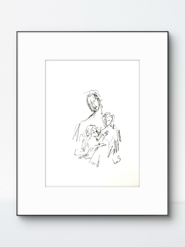 Original Abstract Expressionism 9×12 Mother and Child Mother’s Day Signed 19