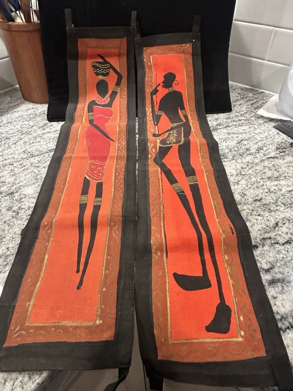 African Folk Art On Fabric Painting Maasai tribal Art