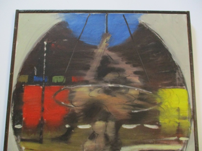 1950'S PAINTING SIGNED WALKER ARENA CIRCUS PERFORMER ABSTRACT EXPRESSIONISM MOD gallery