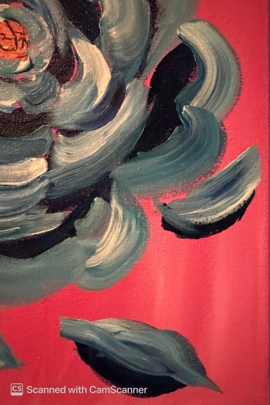 Abstract Blue Rose Original Acrylic Painting 11x14 Signed Canvas Art gallery
