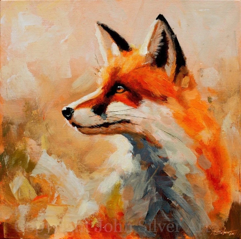 MQ820 Stretched Canvas Frame / Unframed Handmade Animal Fox Oil Painting Art gallery