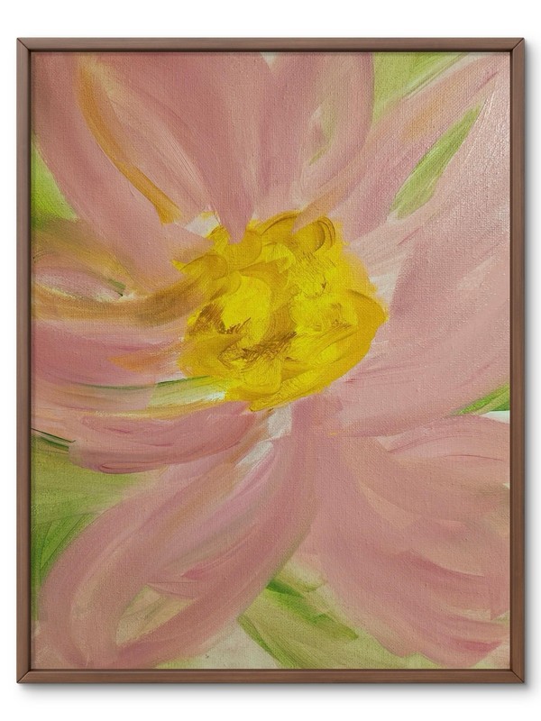 Abstract Pink Flower Modern Unique Acrylic Canvas Textured 11X14