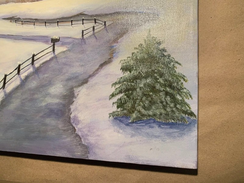 Kathi Dale, “Snow Over the Countryside,” Original Signed Acrylic 20x16” W/DOA gallery