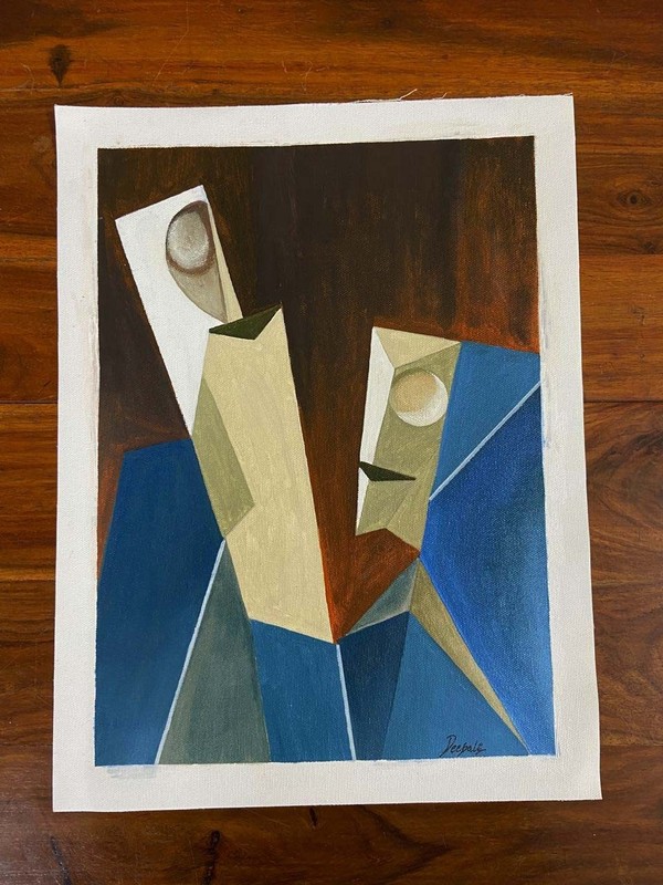 CUBIC Faces Original Art Geometric Painting Modern Abstract Wall Art Decor 12x16 gallery