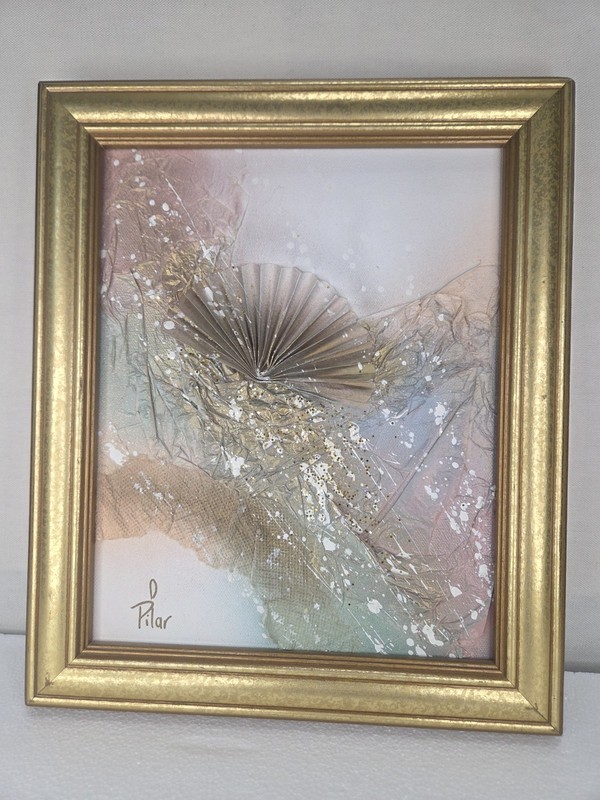 VTG Original Abstract Painting Framed Signed“ D. Pilar “Art 3D Textured Deco10x8