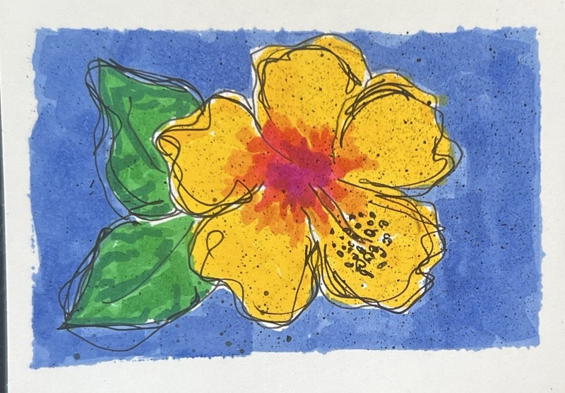 Hibiscus Flower Original Painted ACEO, Brand New, Hawaii State Flowers