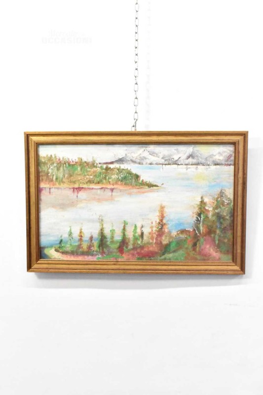 Painted Frame Lake With Snowy Mountains 56X36Cm