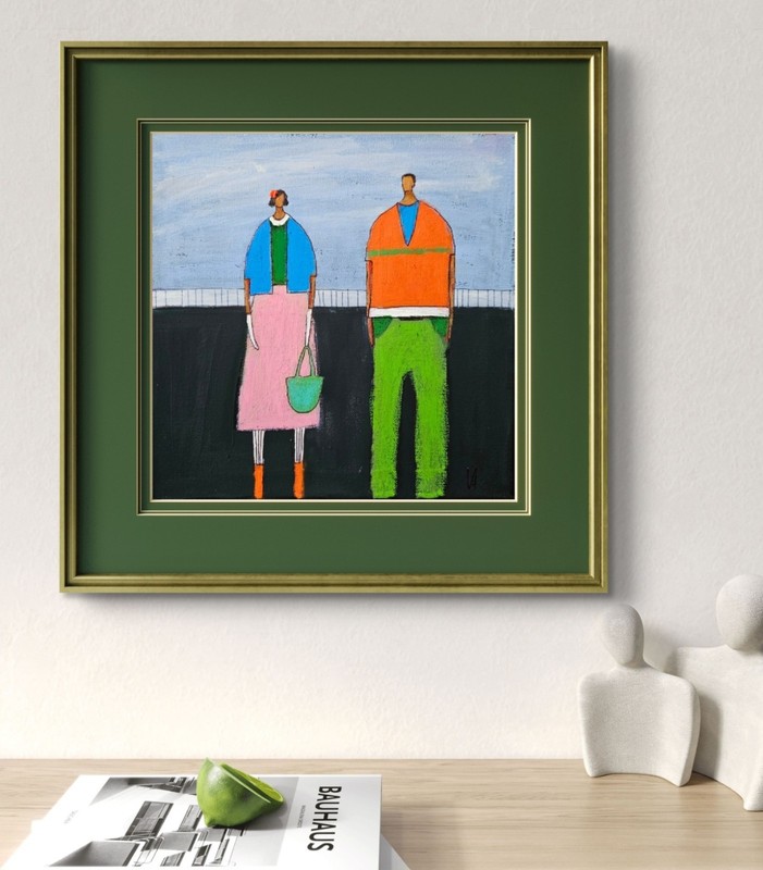 Painting Original Abstract People Portrait Canvas Woman Whimsical 10x10 Art gallery