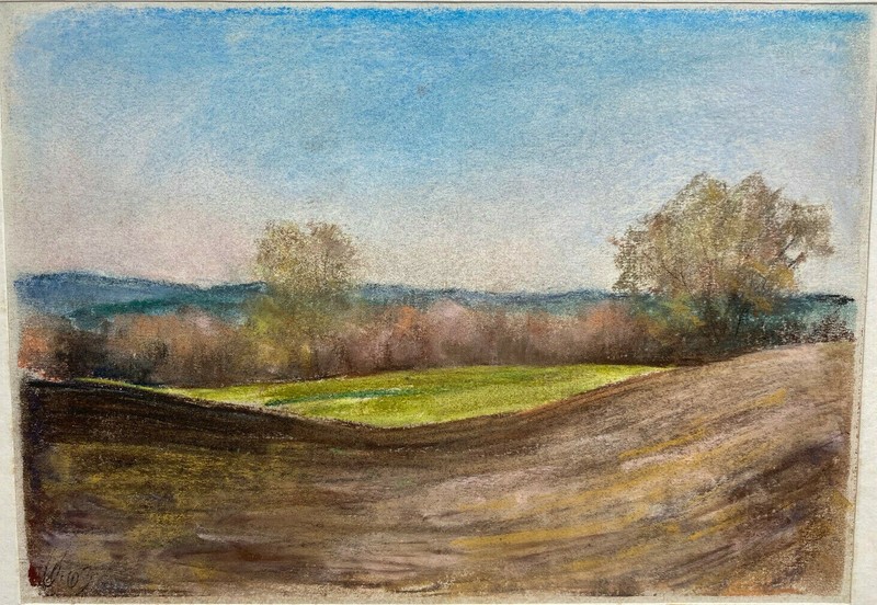 Franz Ehmke *1928 -2018 Berlin Acker Vor Lübars Blankenfelde Pastel Signed