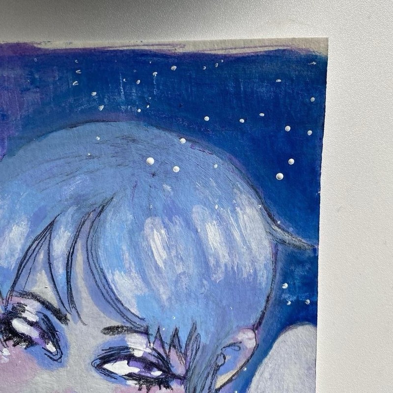Celestial Butterfly Purple Angel Fantasy Painting On 6x9 Watercolor Paper gallery